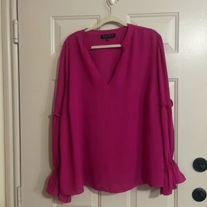 Eloquii Vibrant Pink V-Neck Blouse